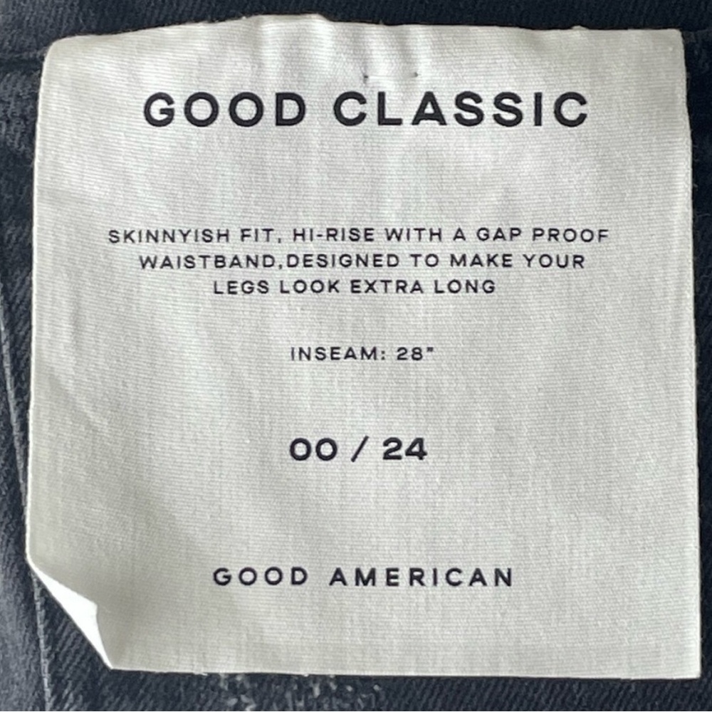 GOOD AMERICAN NWT GOOD CLASSIC RIPPED HIGH WAIST STRAIGHT LEG JEANS BLACK 206 24 - Picture 9 of 11